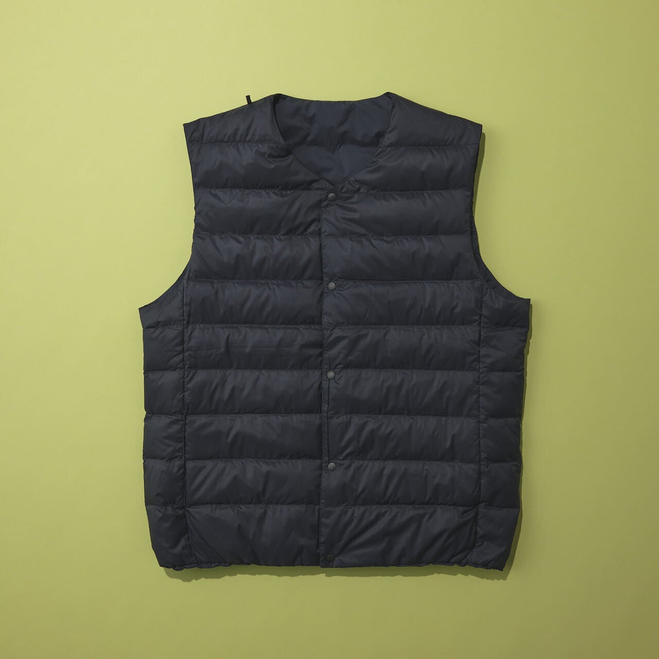 紳士 軽量ダウンポケッタブルノーカラーベスト7