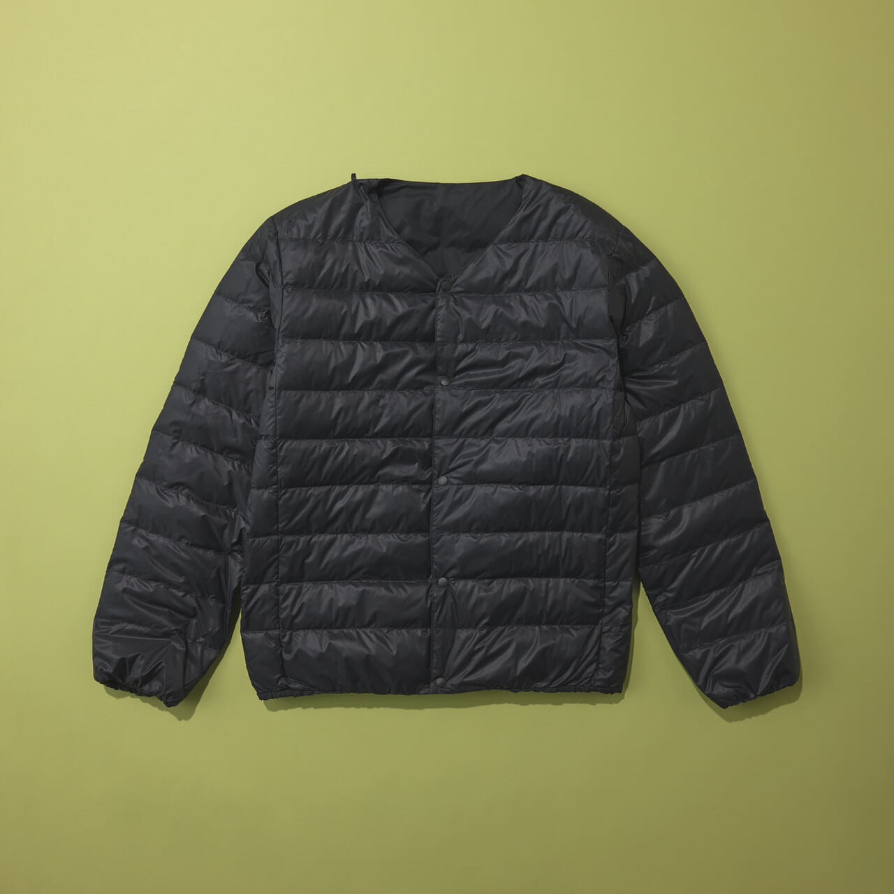 紳士 軽量ダウンポケッタブルノーカラージャケット8