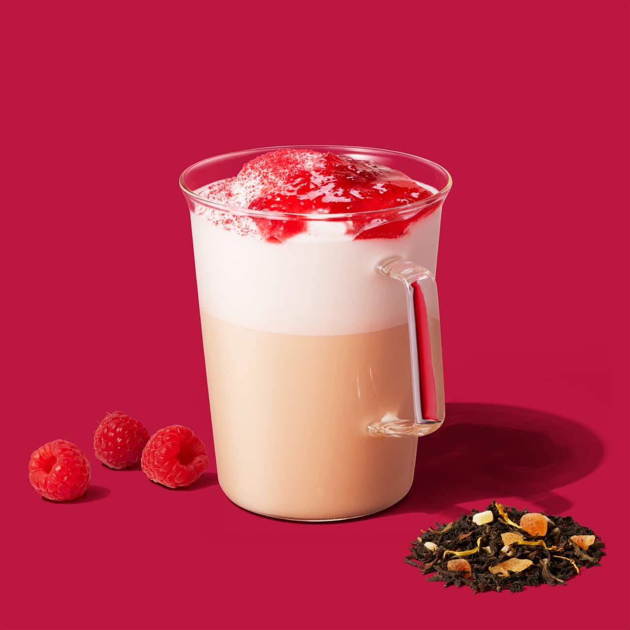 スタバ全国24店舗限定「レッド ラズベリー & ジョイフルメドレー ムース ティー ラテ」