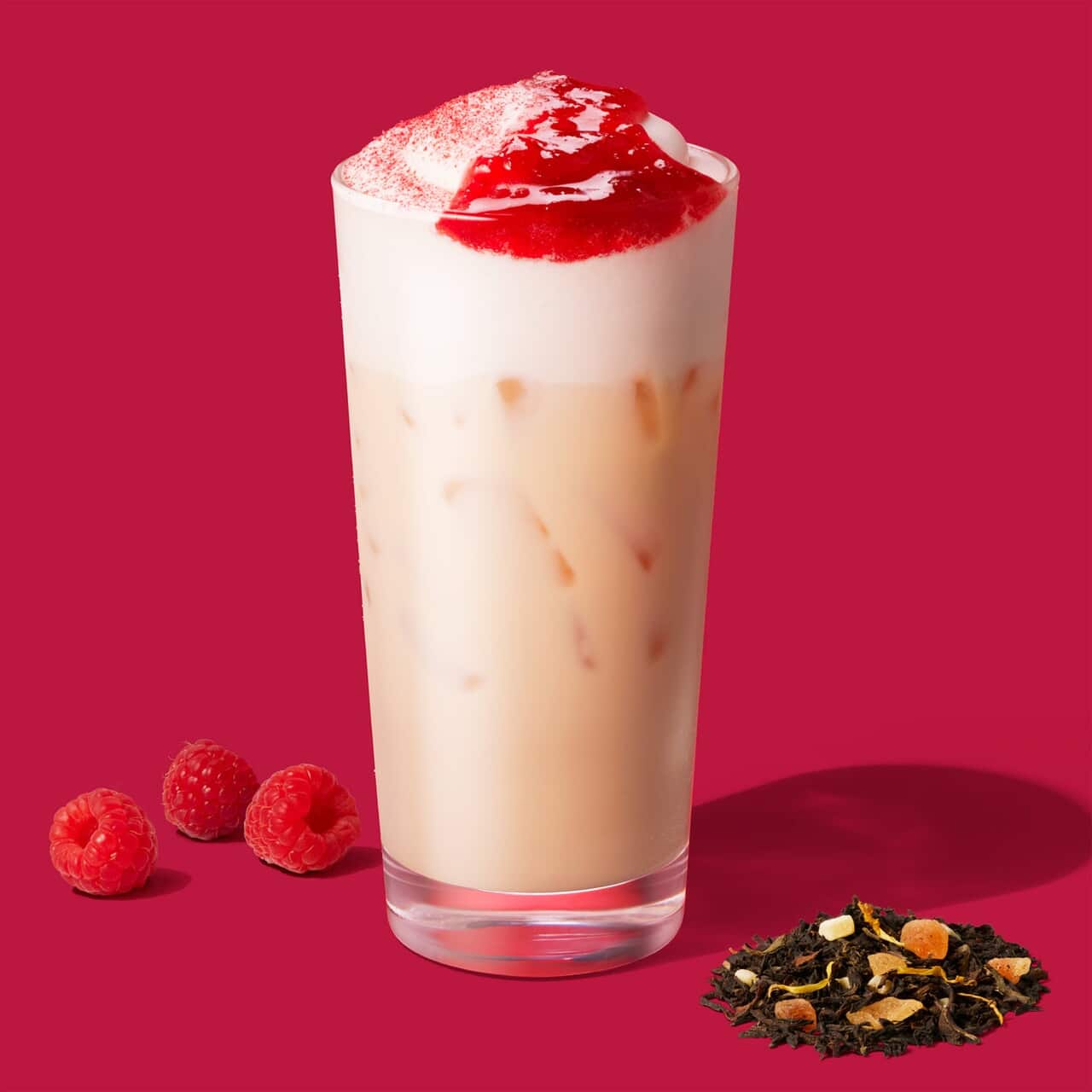 スタバ全国24店舗限定「レッド ラズベリー & ジョイフルメドレー ムース ティー ラテ」アイス