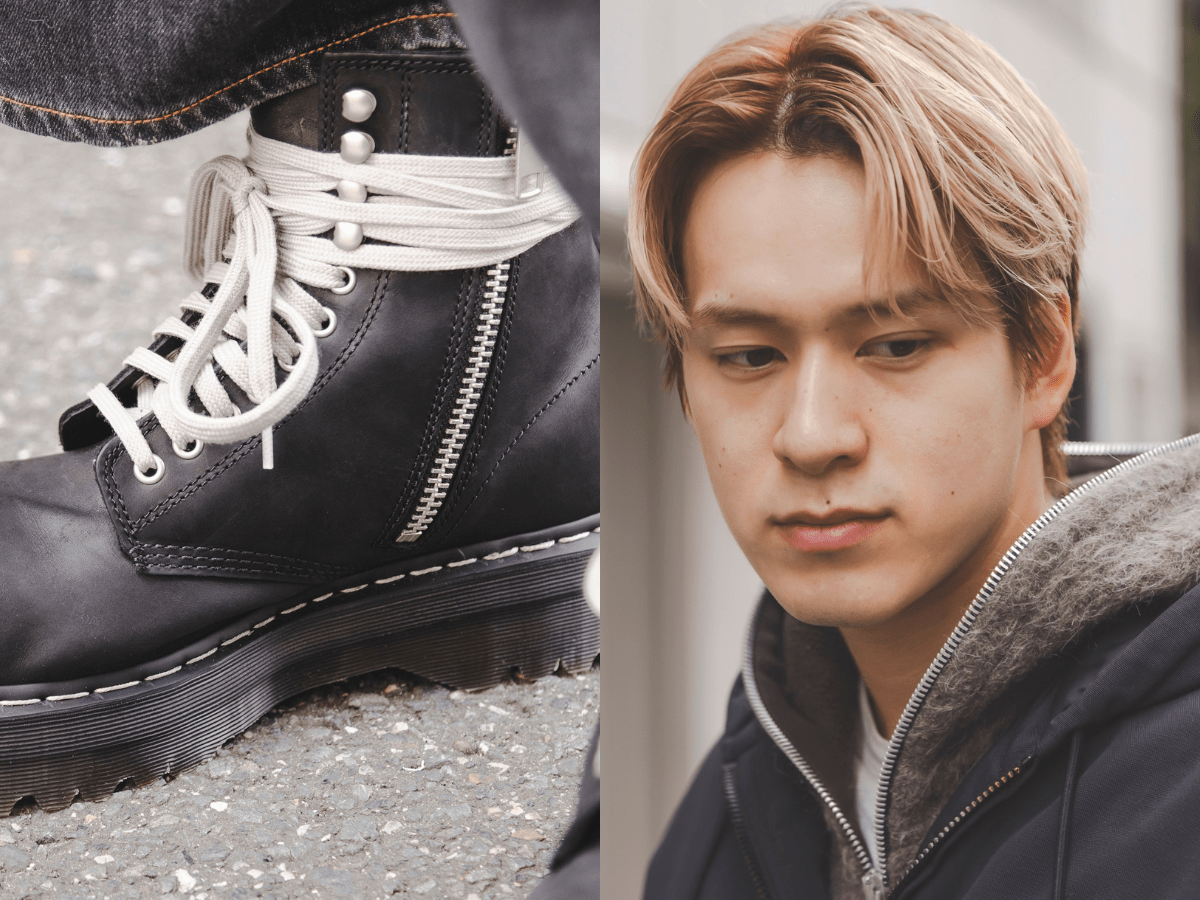 特別な「ドクターマーチン」でエッジをひと差し！ 暗めな服にも馴染む、やさしいハイトーンがポイント 【おしゃれな人の冬ヘアとファッションSNAP！】
