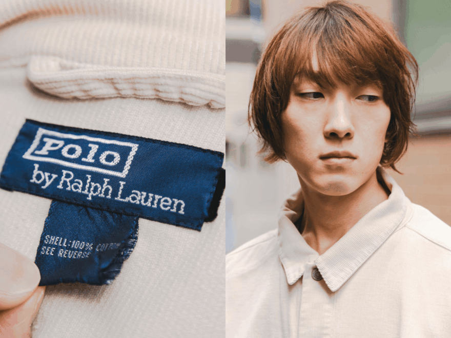 「ポロ ラルフ ローレン」の淡色ジャケットに、ネイビーの「プーマ」でアクセントを。明るめボブが冬スタイルを軽やかに【おしゃれな人の冬ヘアとファッションSNAP！】