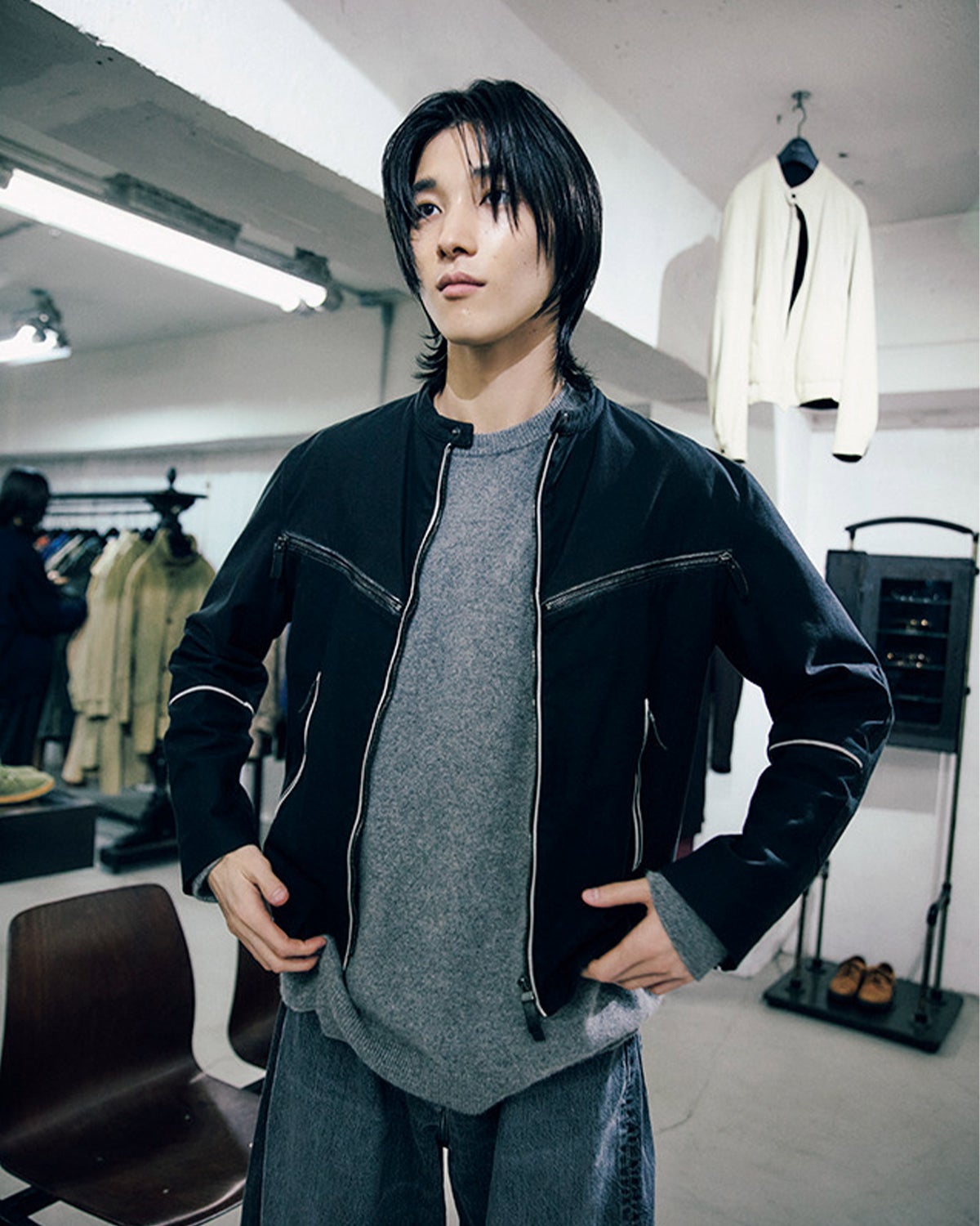 ジルサンダーのコットンライダースジャケット