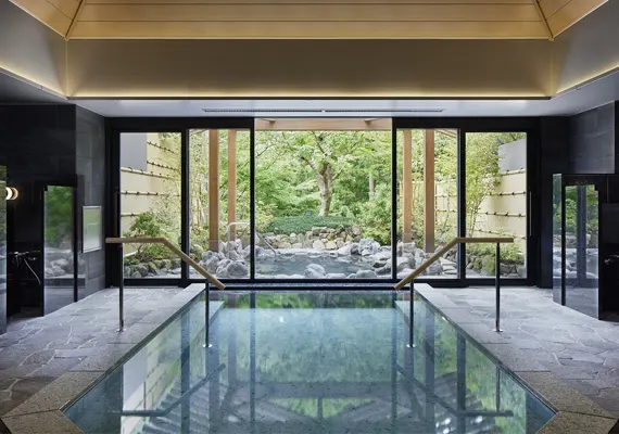 箱根 おすすめ宿 客室露天温泉風呂付『はつはな』大浴場「山の端」