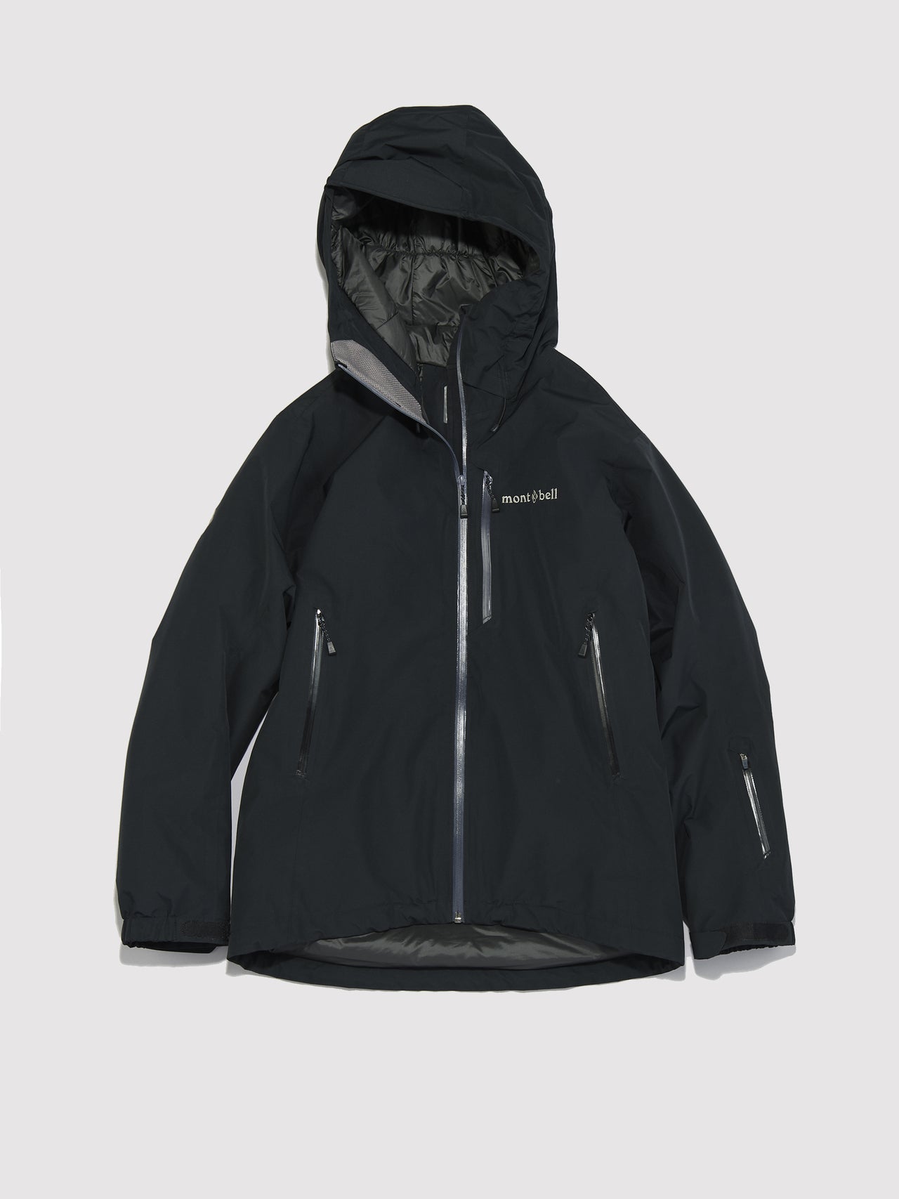 モンベルの黒いシェルゴアテックスジャケット/パウダーグランドパーカ