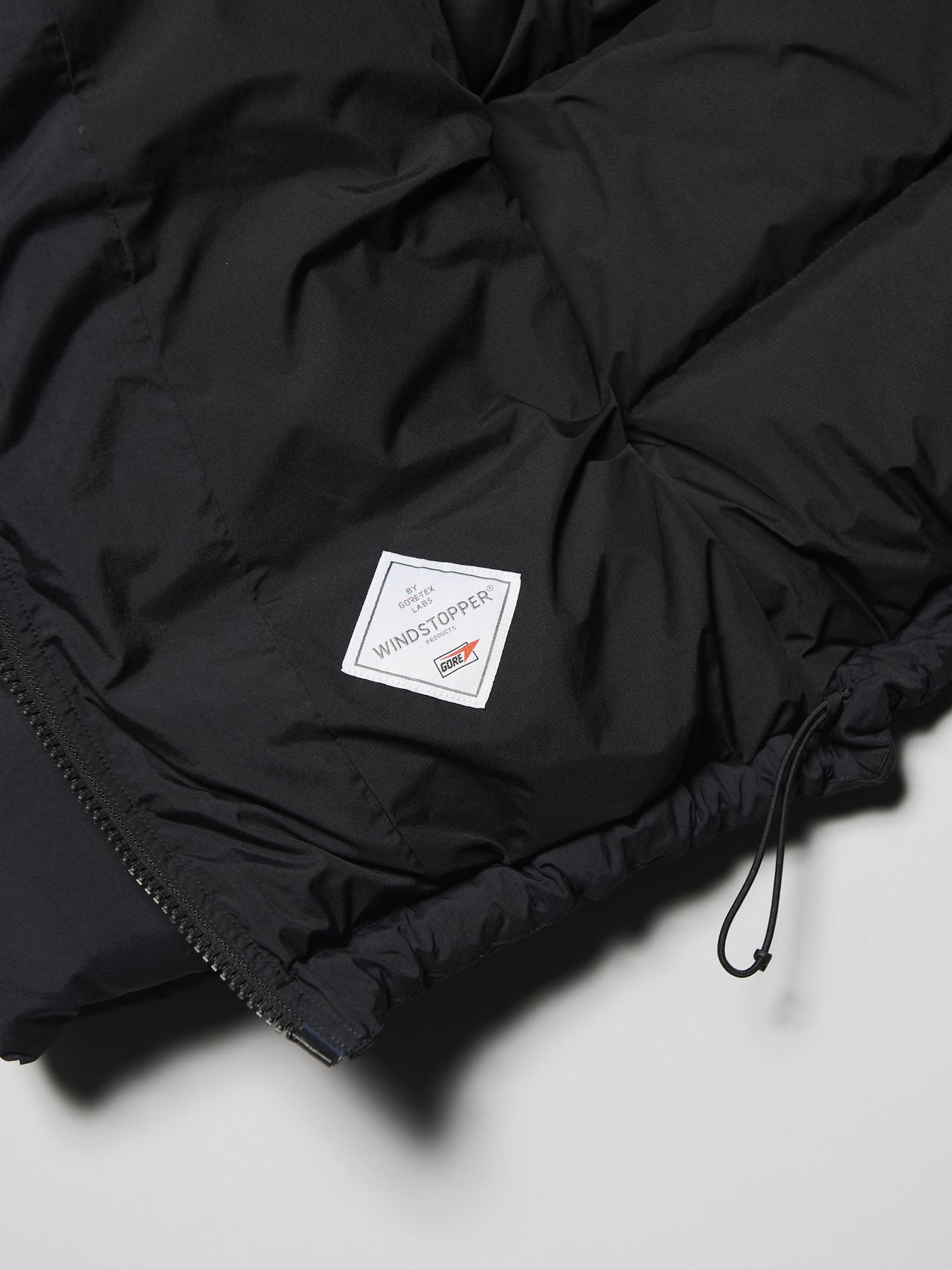 ザ・ノース・フェイスの黒いオルタレーションダウンシェルパーカー のゴアテックス裏地