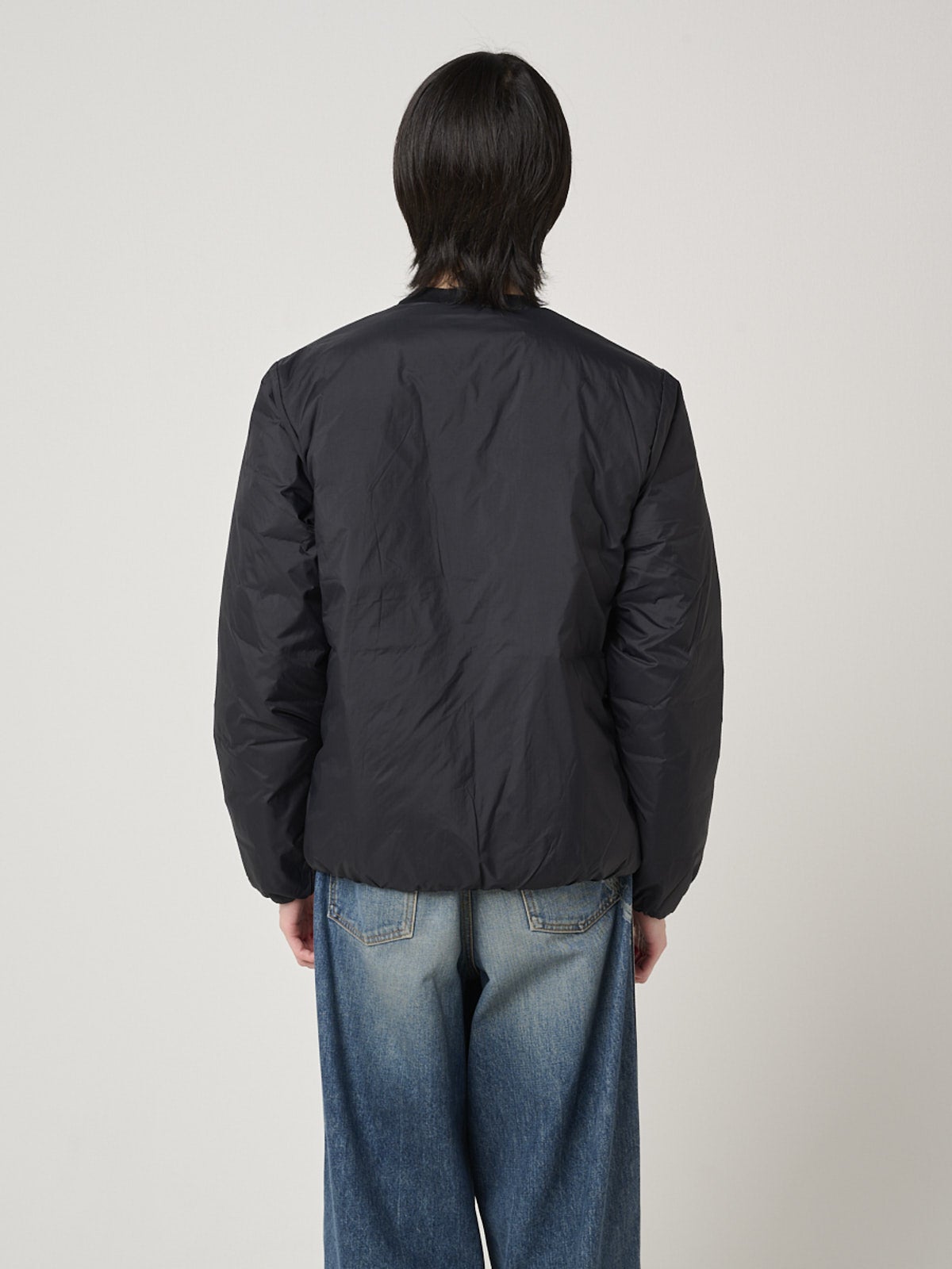 紳士 軽量ダウンポケッタブルノーカラージャケット3