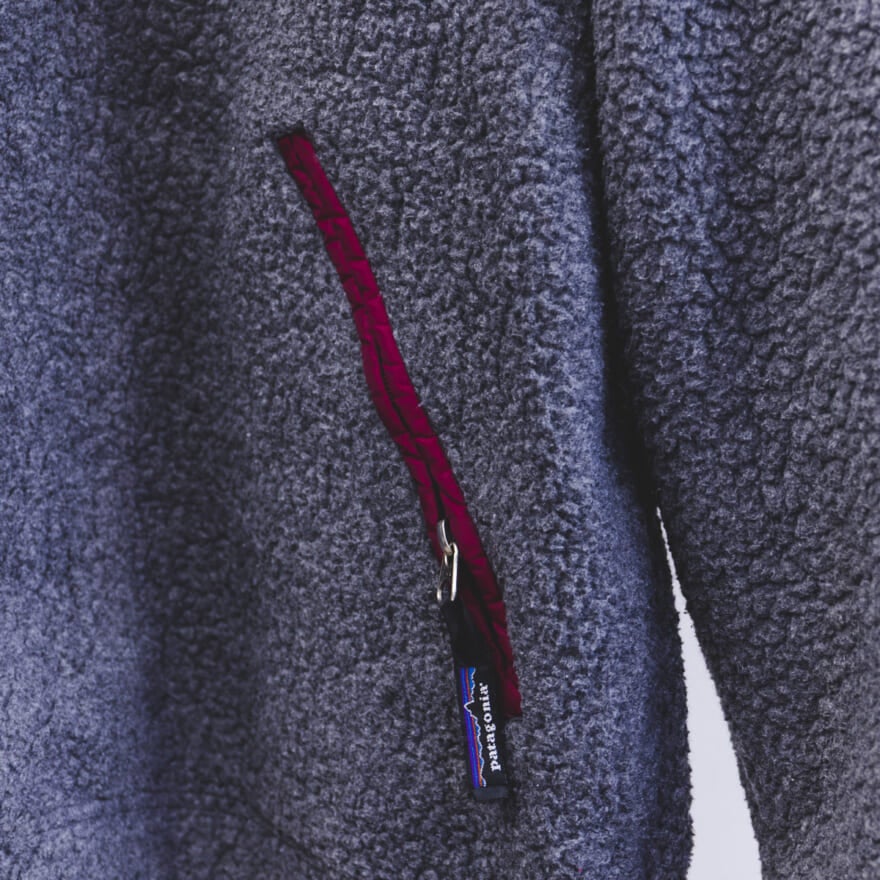 90&rsquo;sパタゴニアのフリースプルオーバー。ポケットのアップ