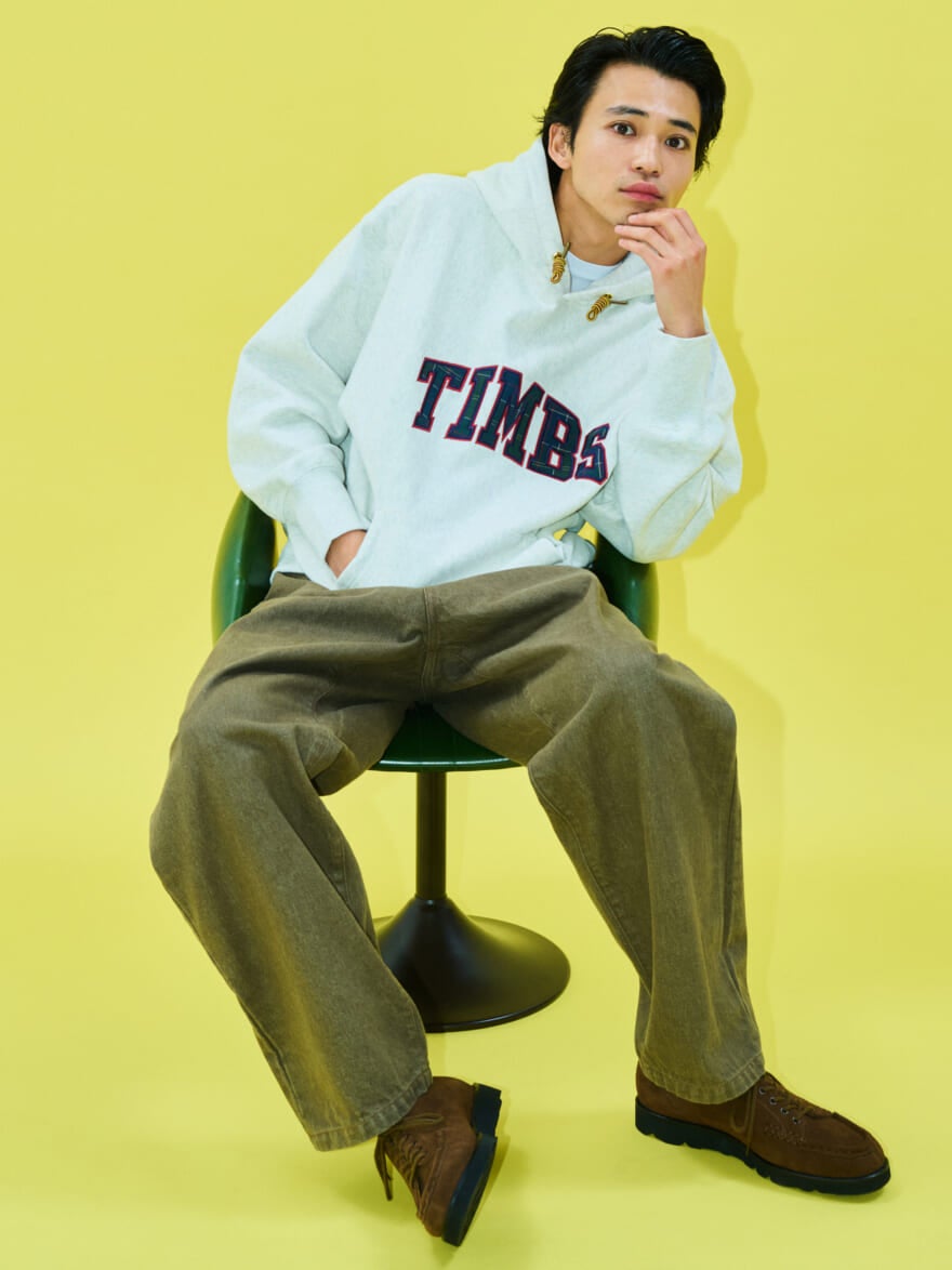ティンバーランド　パーカ　モデル中田圭祐の着こなし