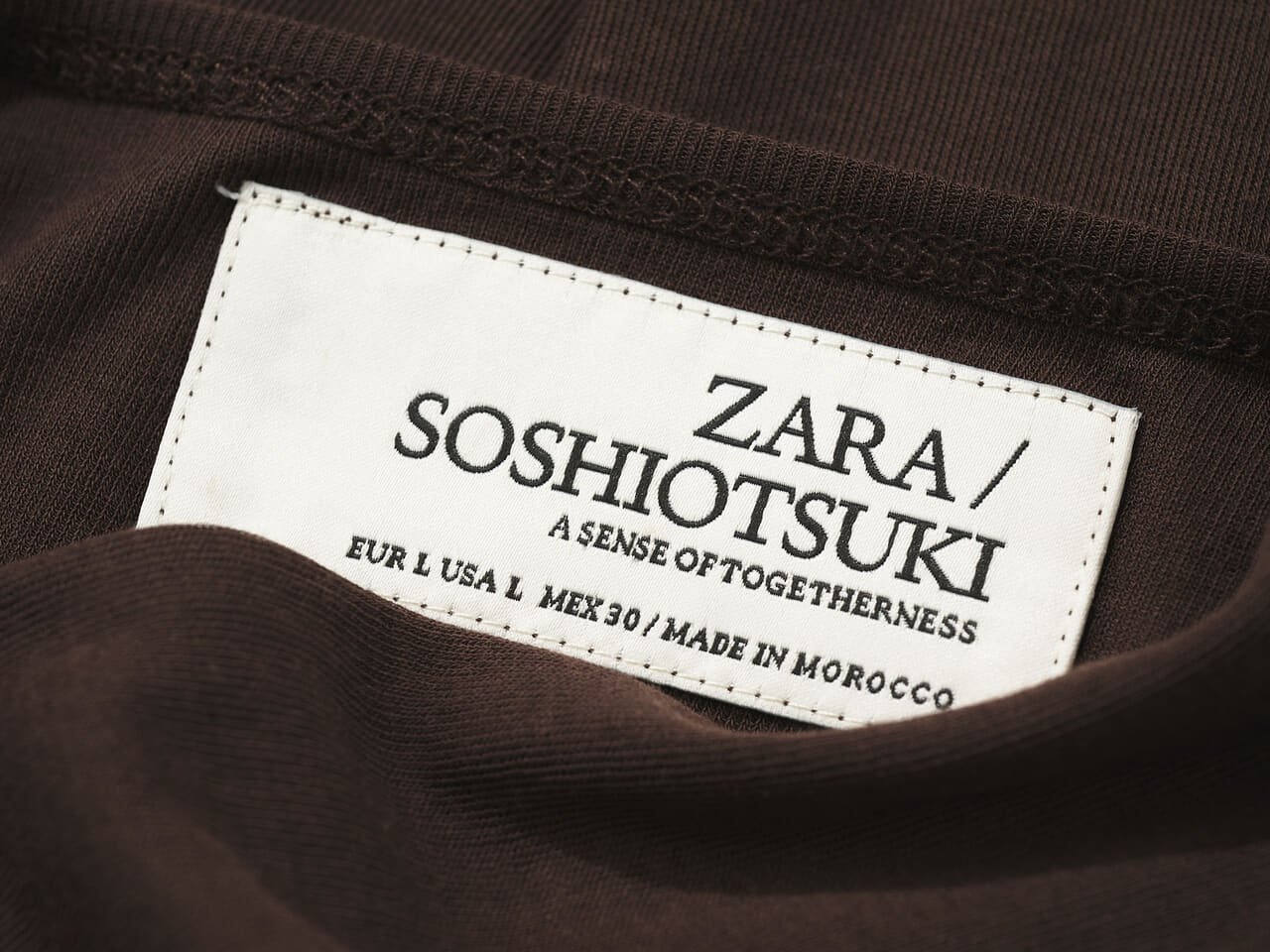 ZARA、ザラ、ソウシオオツキ、SOUSHIOTSUKI、ベーカーネックトップス、ブラウン、タグ