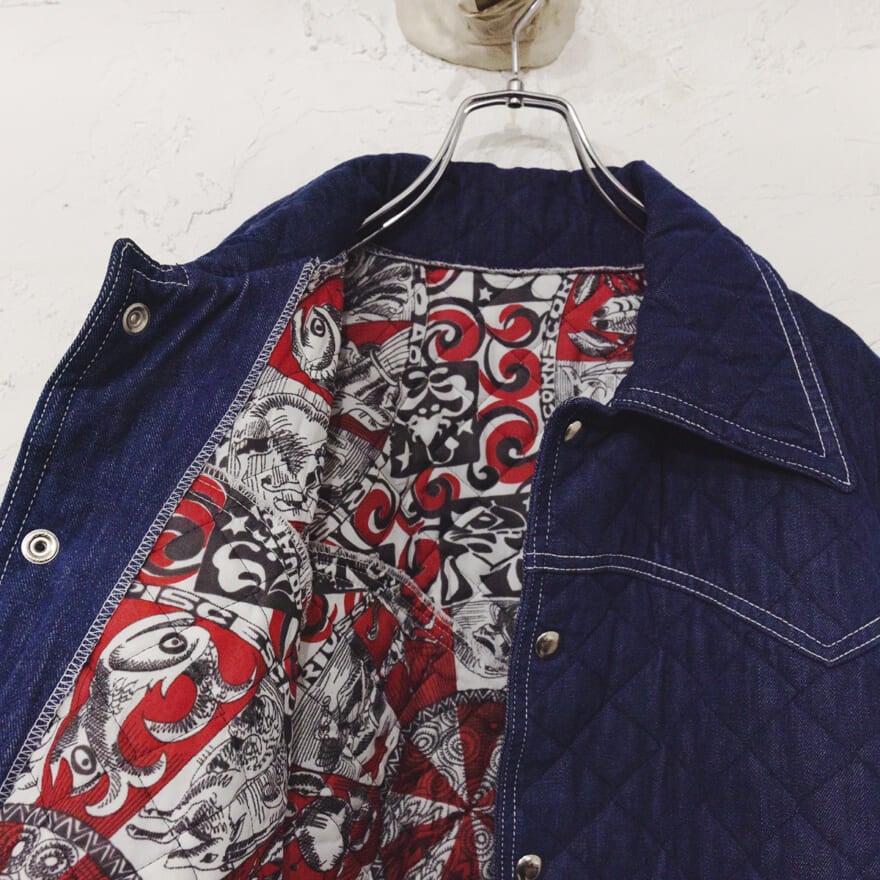 80&rsquo;s～90&rsquo;s ユーロ系のキルティングデニムジャケットの裏地
