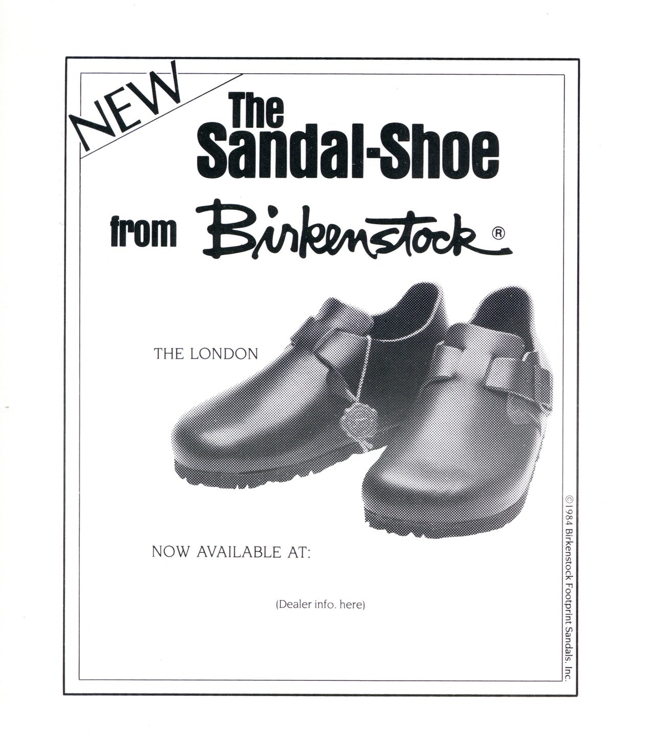 ビルケンシュトックの「ロンドン」がデビューした1986年の広告
