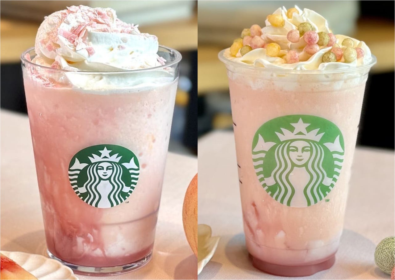 スタバ2026SAKURAフラペチーノ2種が並んでいる様子