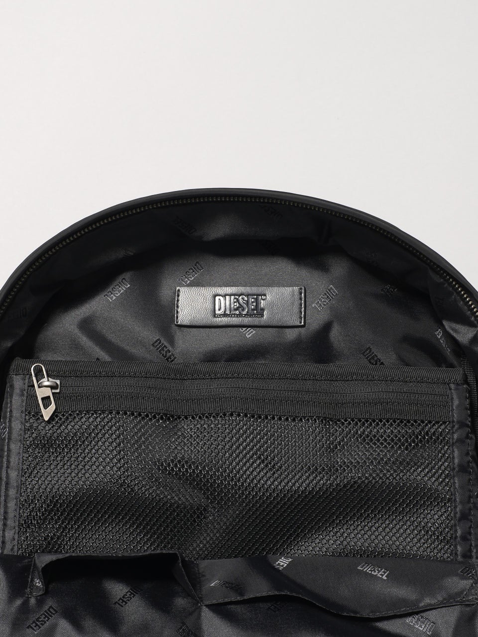 ディーゼル、黒バックパック、内側ロゴ