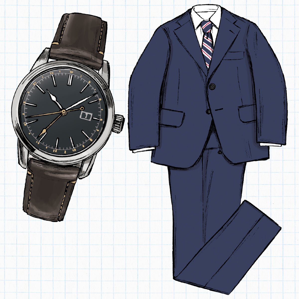 婚約指輪の返礼品のスーツと時計