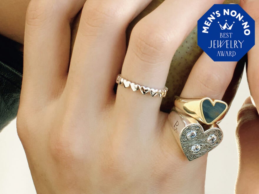 メンズにこそ身につけてほしい!「Preek」のアシンメトリーリング、「oeau」のハートラインリング...ハートモチーフ部門に注目!【メンズノンノ・ベストジュエリーアワード2026】