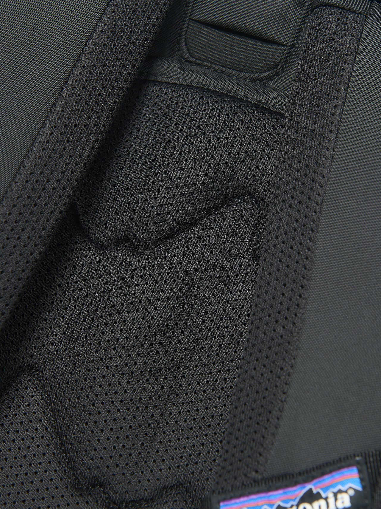 パタゴニアの黒いレフュジオ・デイパック 26L バッグの背面のバックパネル