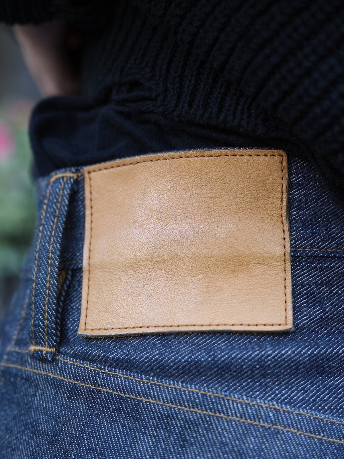 シュガーヒルのジーンズのレザーパッチ