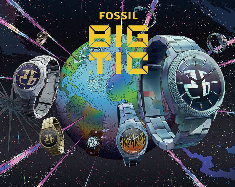 2026年に復刻販売されるフォッシルの腕時計「BIG TIC」のキャンペーンビジュアル