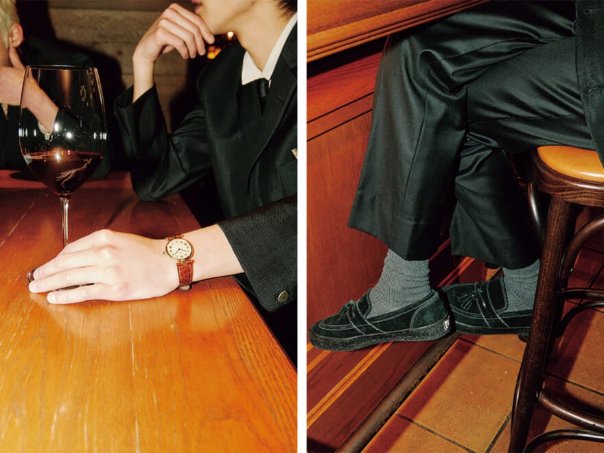 Last Resort ABのローファー型スニーカーとCartierの腕時計