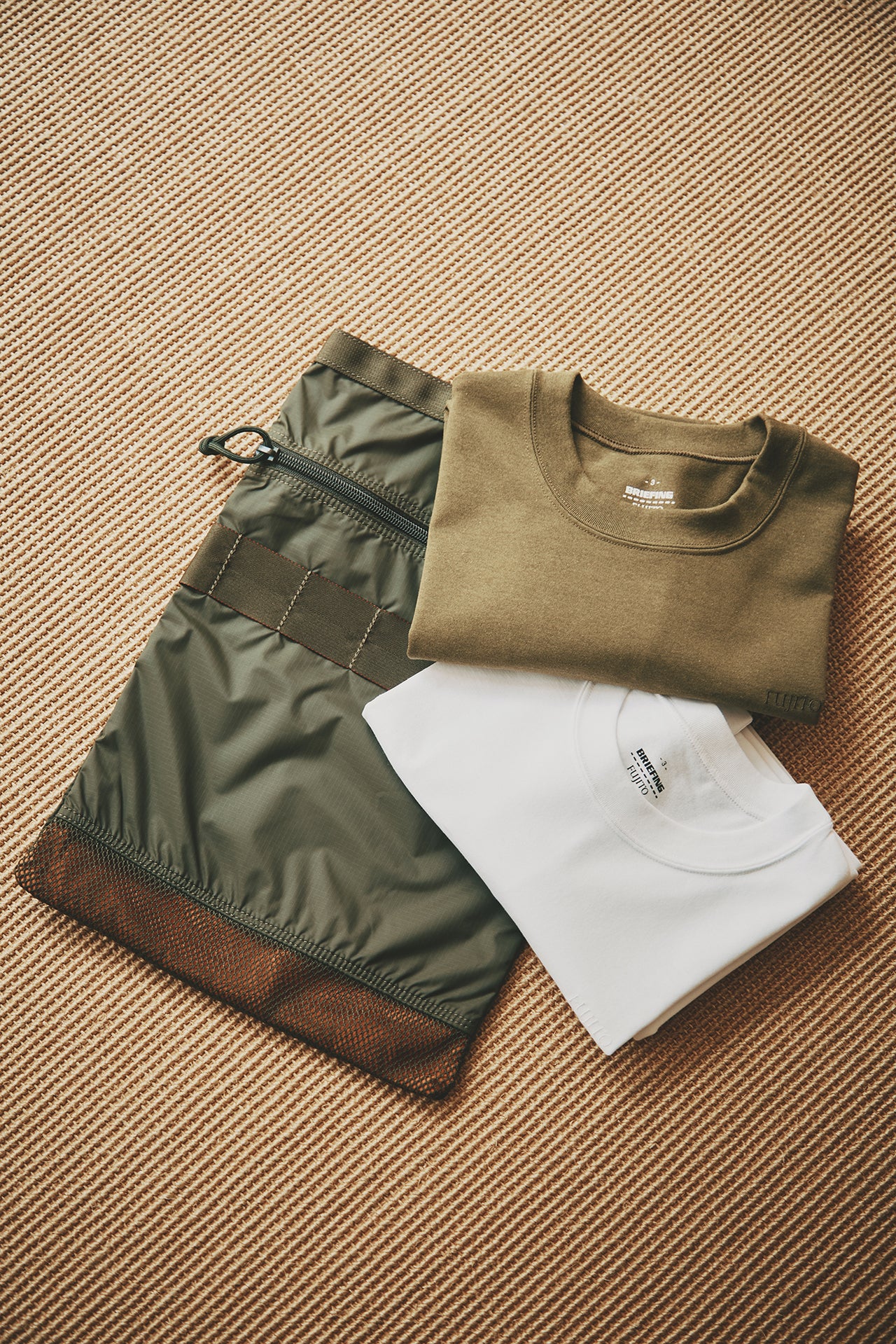 BRIEFING &times; FUJITO 2PACK CREW NECK T-SHIRTS　オリーブ