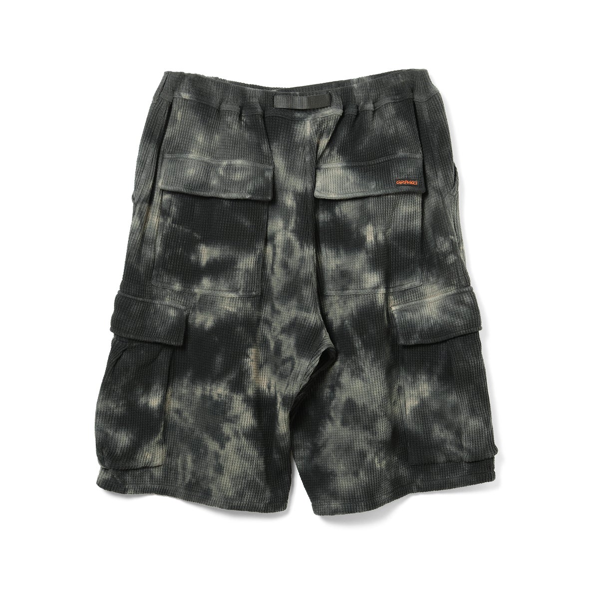 「BEAMS」&times;「Gramicci」 ワッフルカーゴショーツ 　BLACK&times;GREIGE
