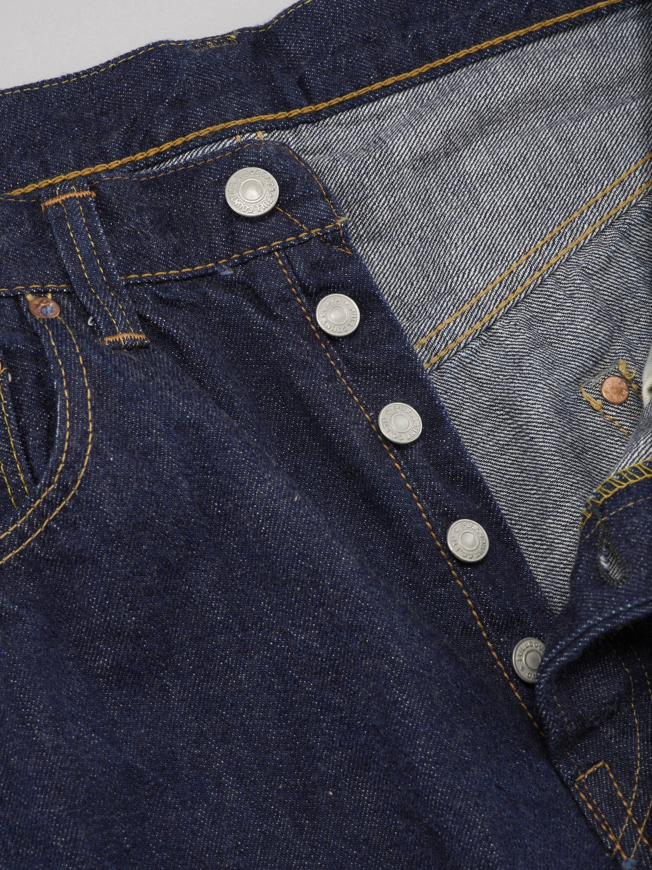 FULLCOUNT、Wide Denim (Super Smooth）、ボタン