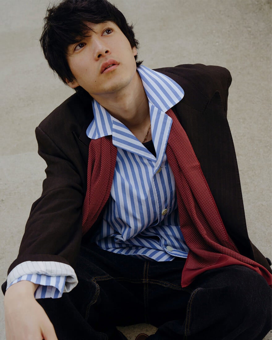 ストライプのパジャマシャツ