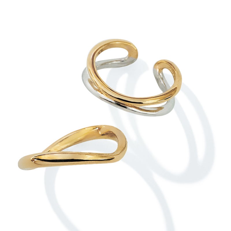 ジュエッテの2本組リングセット、ゴールドの「メニリング」