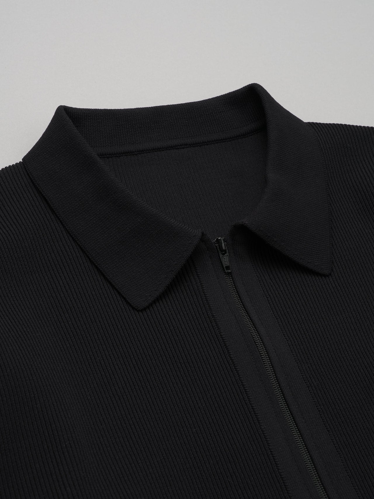 無印良品 紳士 乾きやすい洗えるリブ編みニットブルゾンの襟