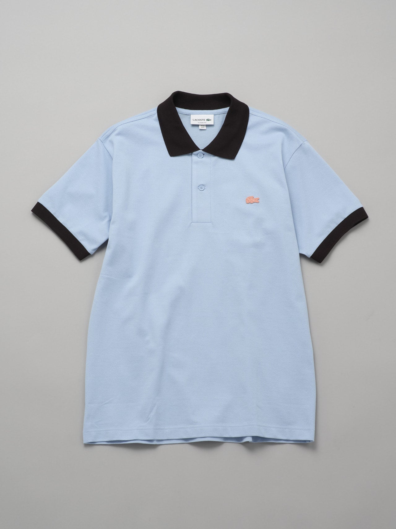 LACOSTE、クラシックフィット コントラストリブポロシャツ、ブルー