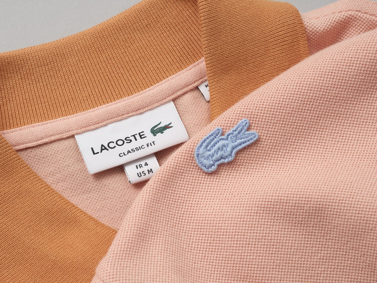 LACOSTE、クラシックフィット コントラストリブポロシャツ、ワニロゴ