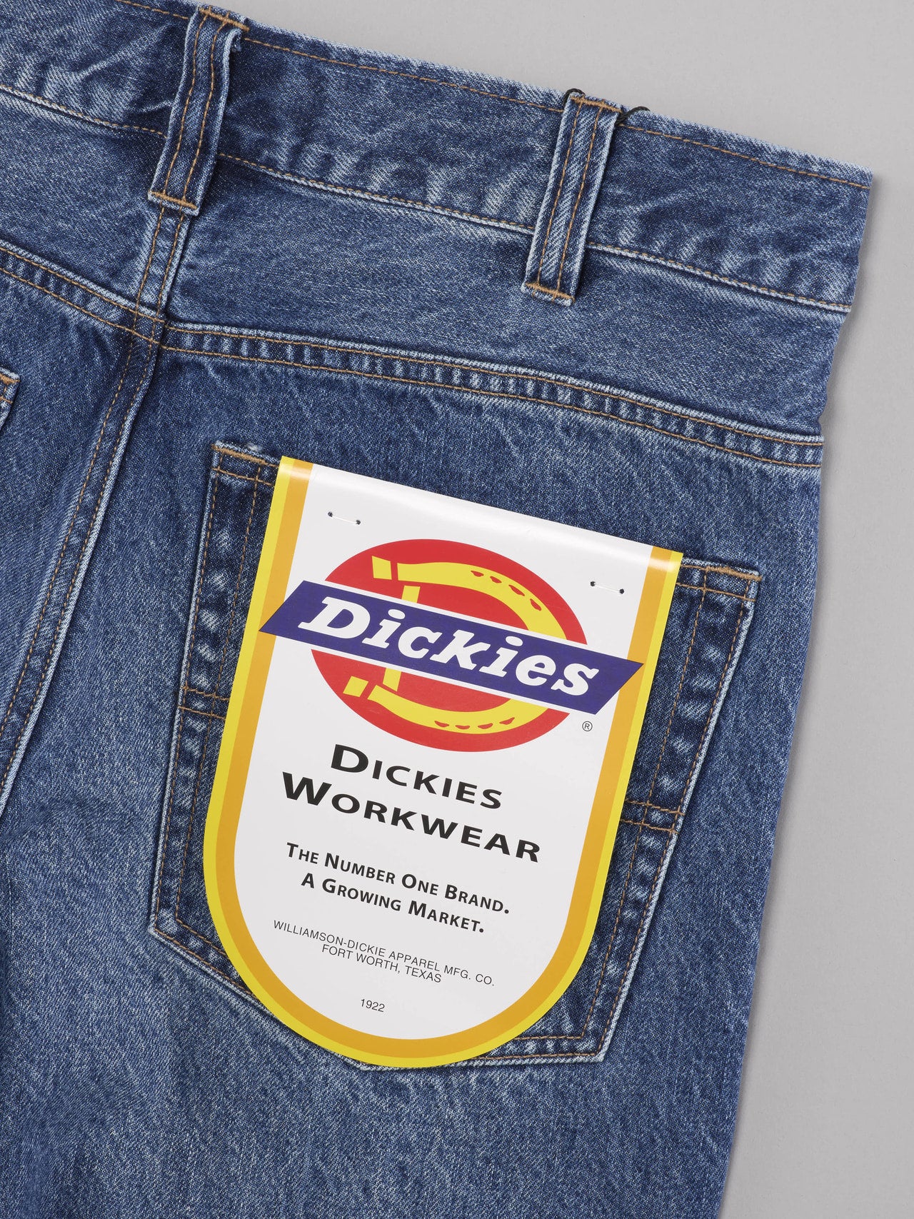 ディッキーズ、カイハラデニム5ポケットバギーパンツ、バックポケット、タグ