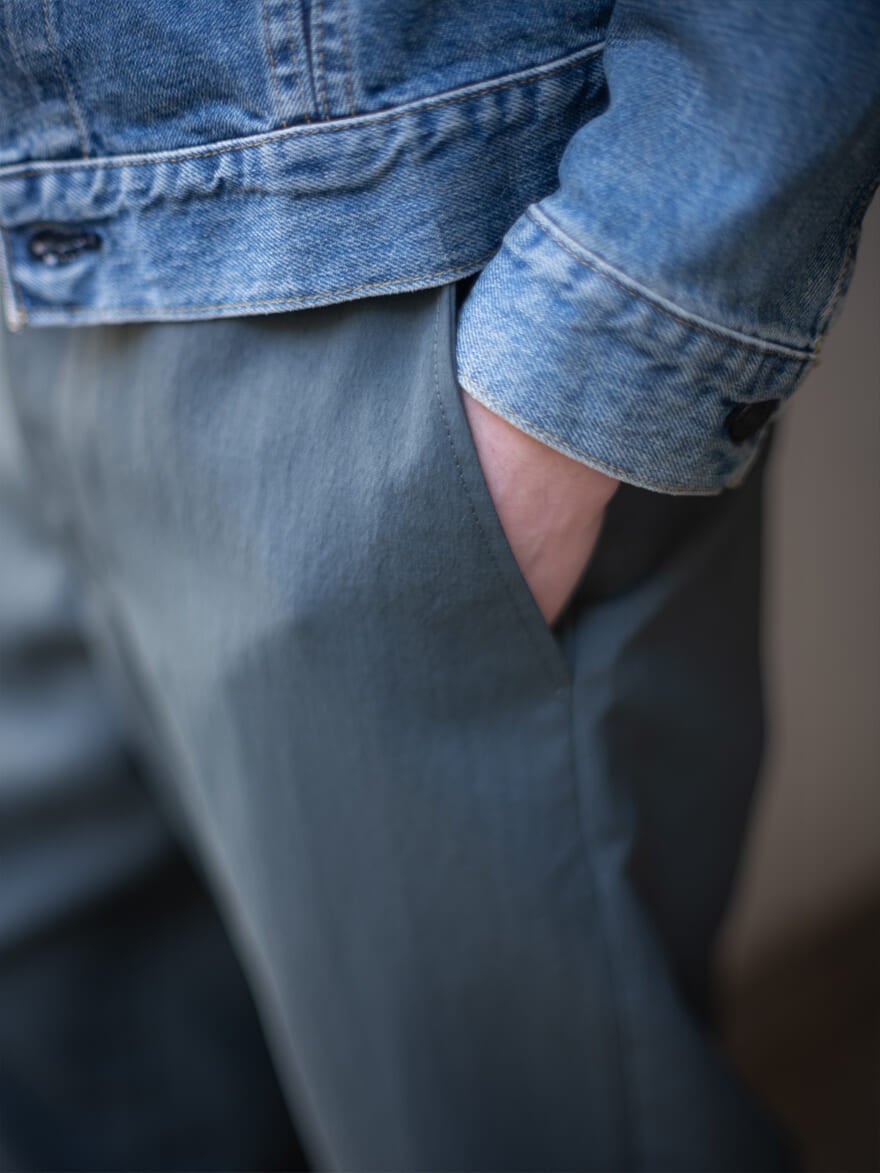 「ユニオンスラック」のグリーンのパンツのポケット部分