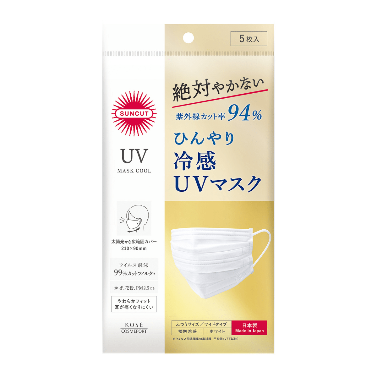 サンカット&reg; UVカット マスクプリーツタイプ　商品イメージ