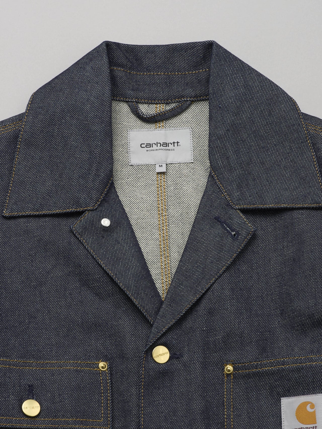 カーハート WIPのAden Chore Coat - Blue (rigid)の襟
