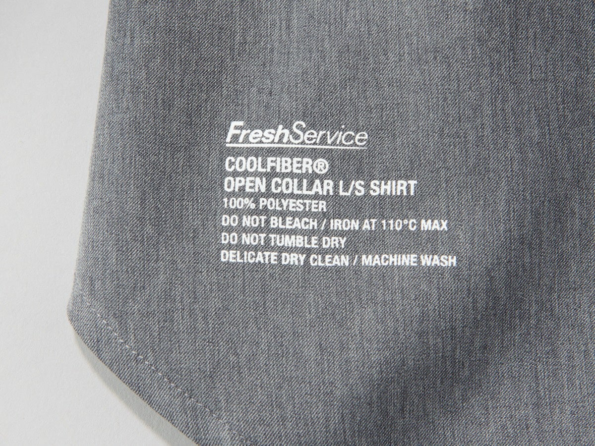 【涼しい！フレッシュサービスの服】半袖よりも涼しい⁉︎ 最大身幅81cmの大人な長袖シャツ／FreshService COOLFIBER OPEN COLLAR L/S SHIRT