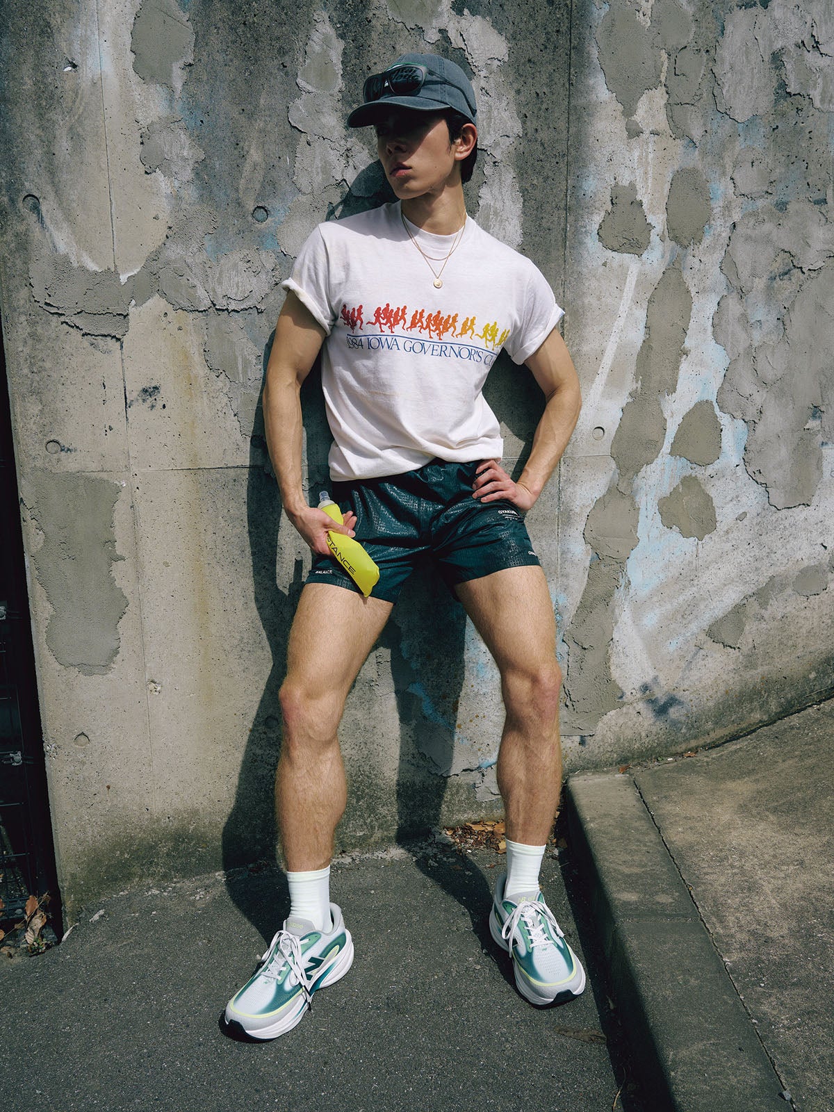 古着のコットンTシャツを取り入れたランニングスタイル