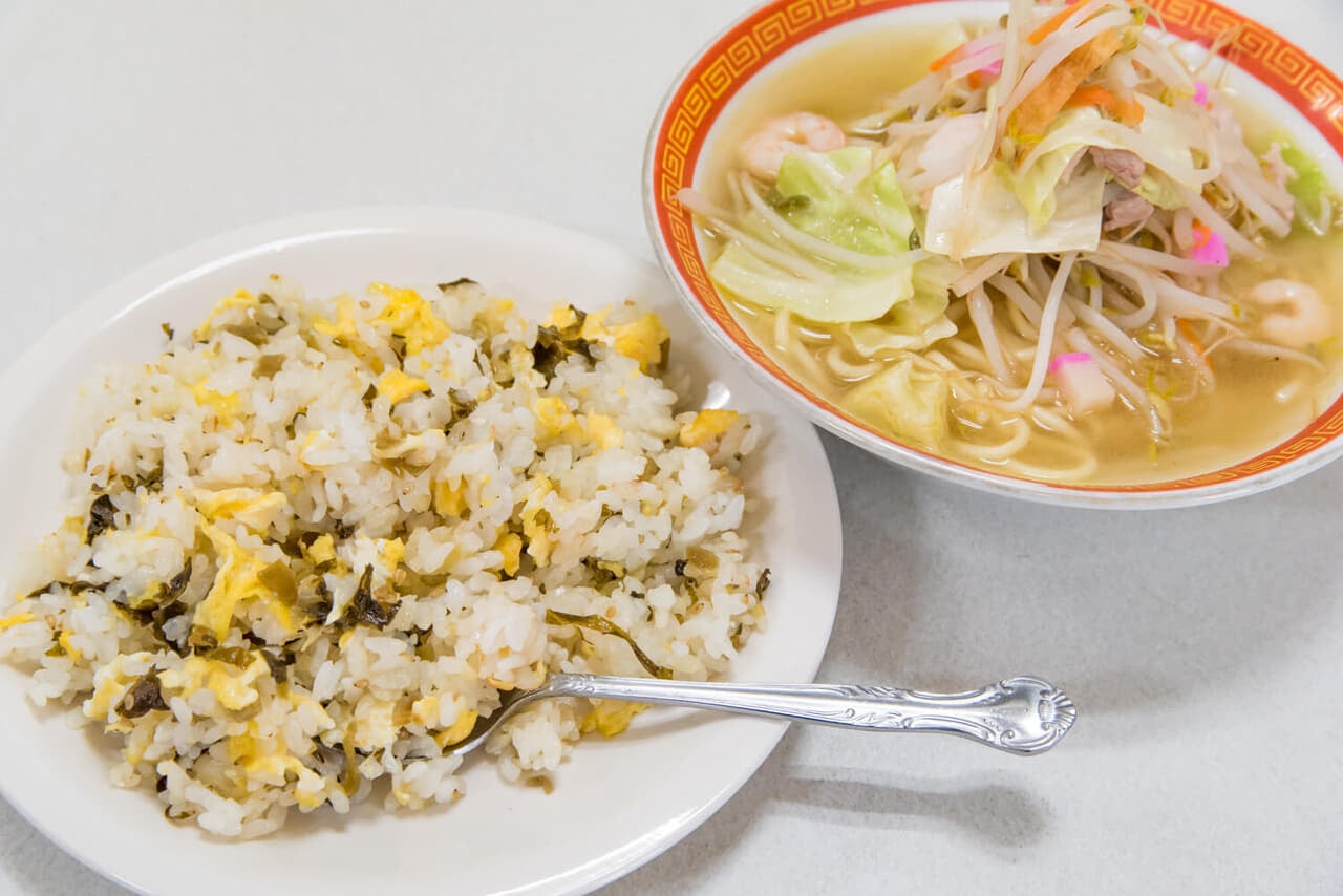 大分県豊後高田市『大寅屋食堂』たかな焼めしとチャンポン