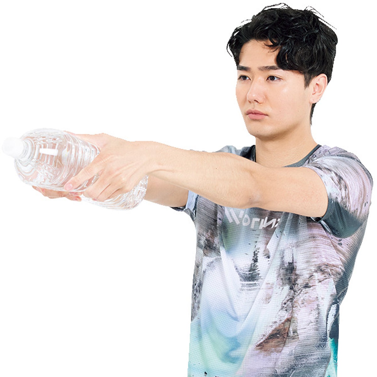 パームプレスで肘を伸ばした様子