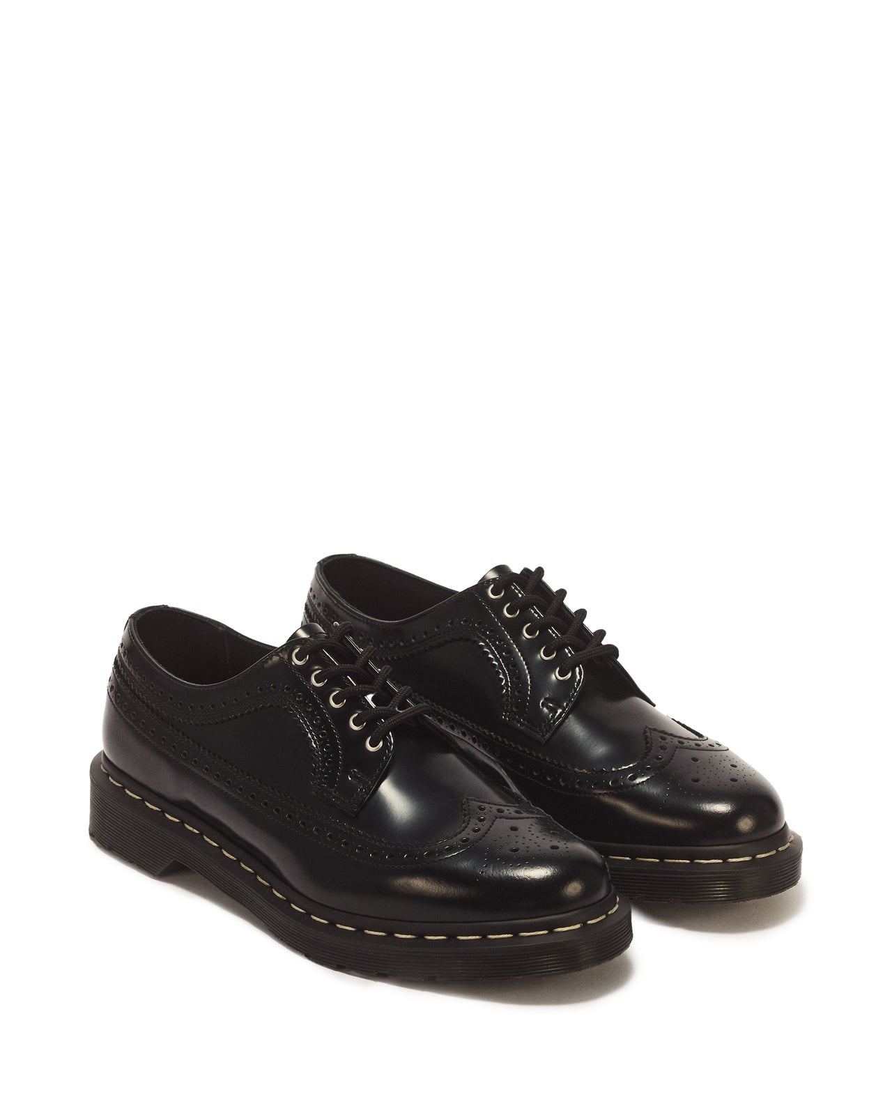 3989 BROGUE SHOE GREY STITCH BLACK POLISHED SMOOTH