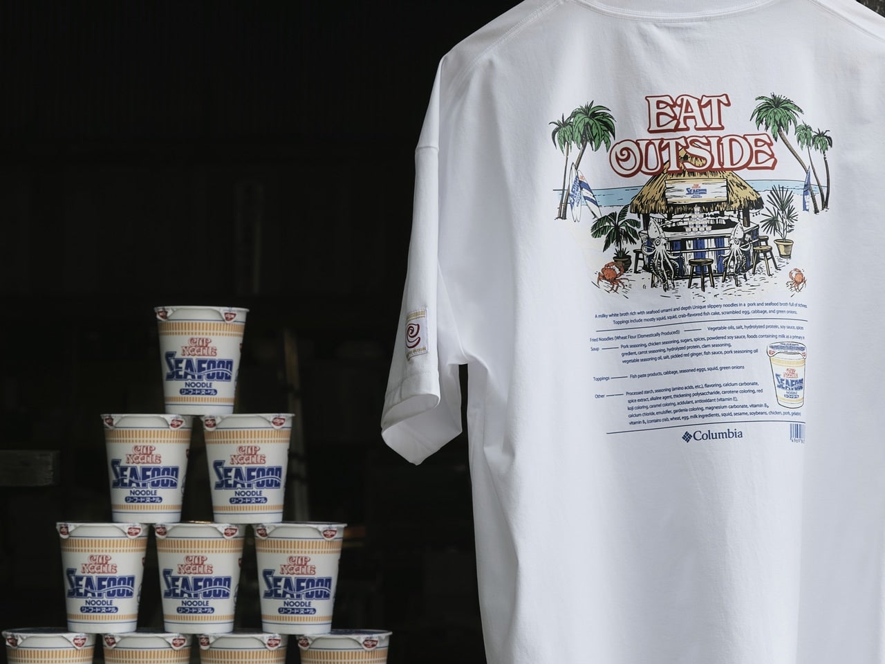 「コロンビア」と「カップヌードル シーフードヌードル」 がコラボTシャツを発売！速乾性やUVカットも加わった味わい深い１着に！