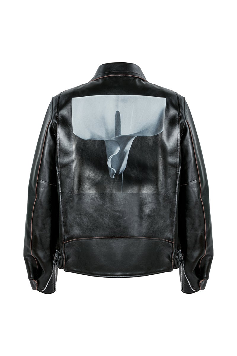 sacai(サカイ)×ロバート・メイプルソープ カラーリリーレザージャケット(背面)