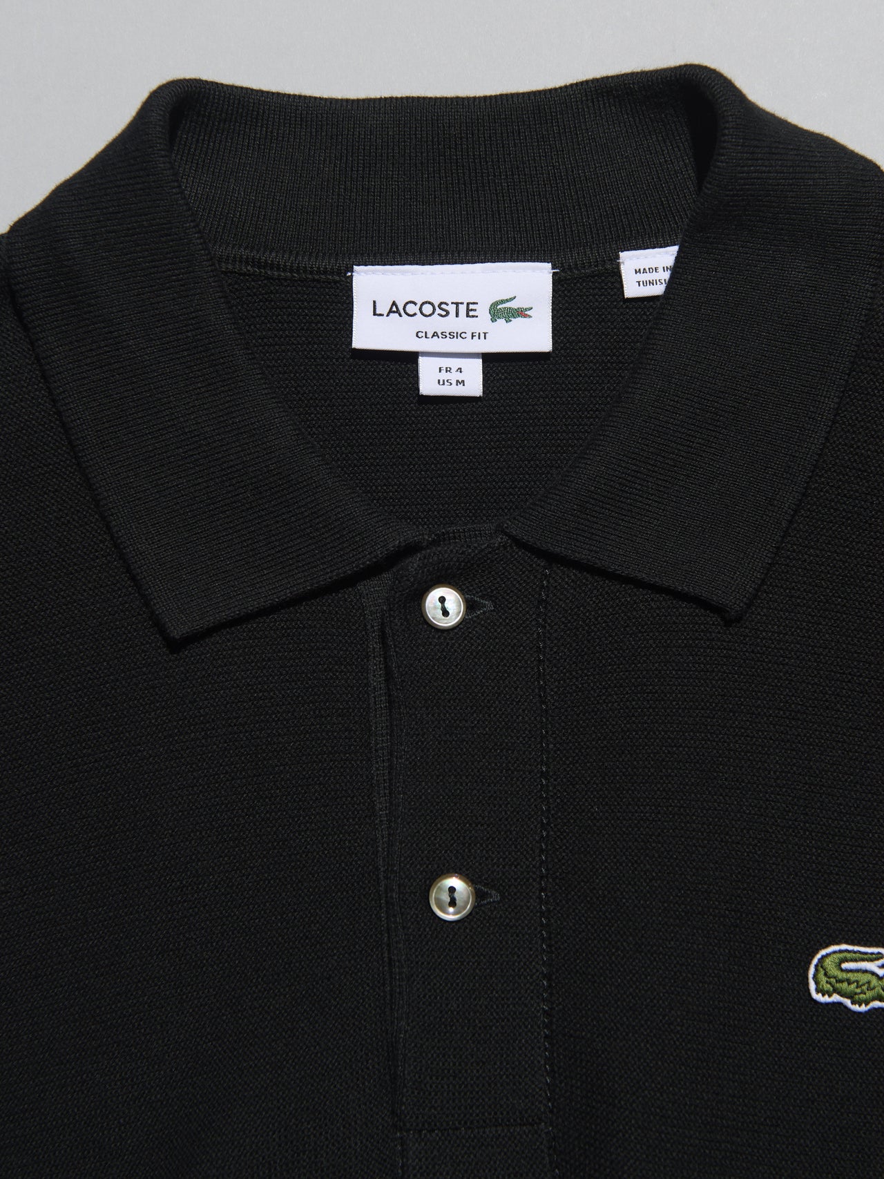 LACOSTE、ハイゲージニットクラシックポロシャツ、ボタン