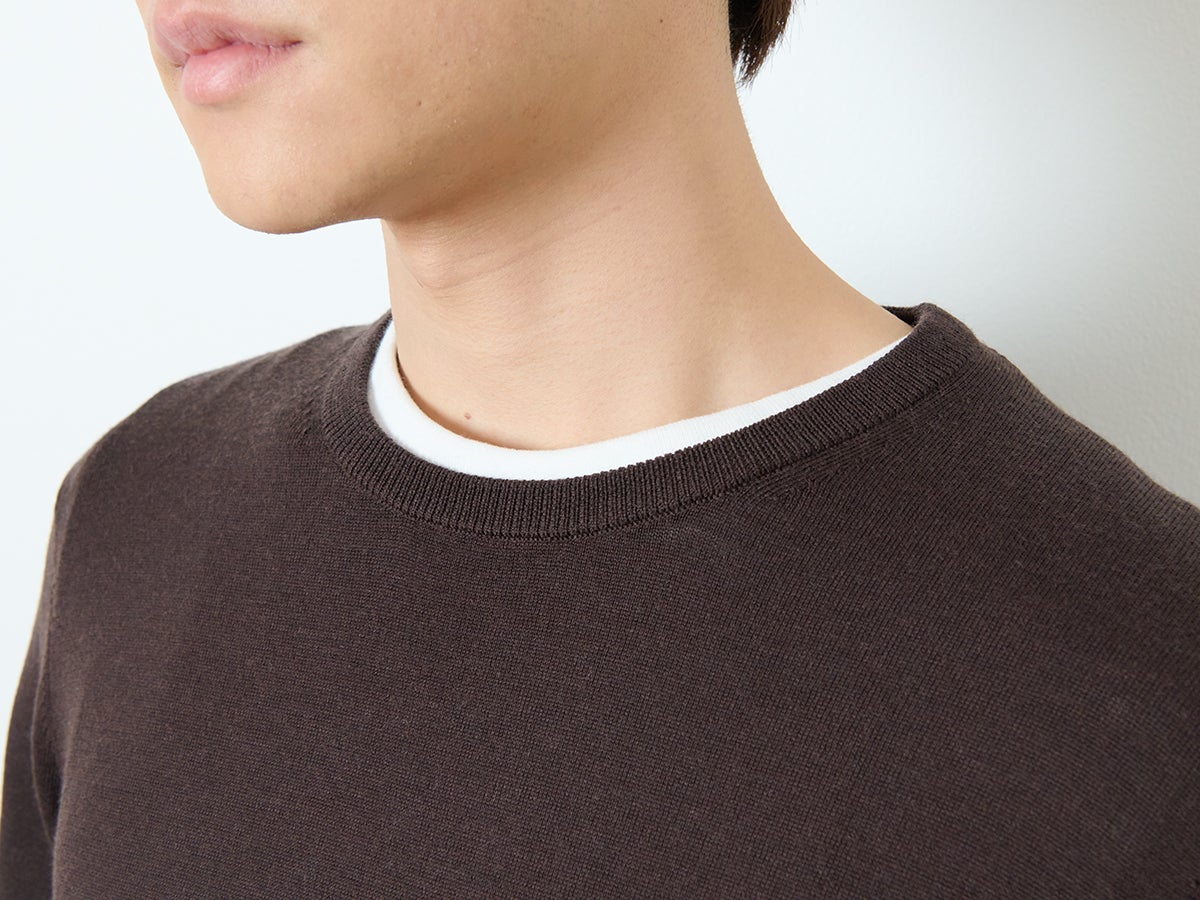 UNIQLO、メリノクルーネックセーター、モデルカット、ネック