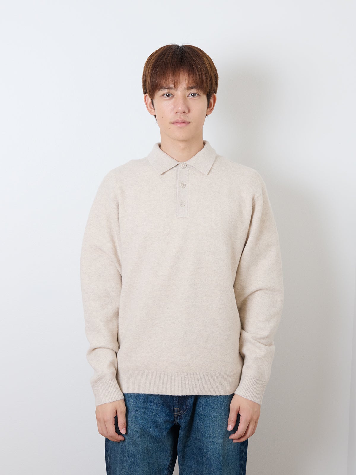 UNIQLO、スフレヤーンポロセーター、モデルカット、フロント