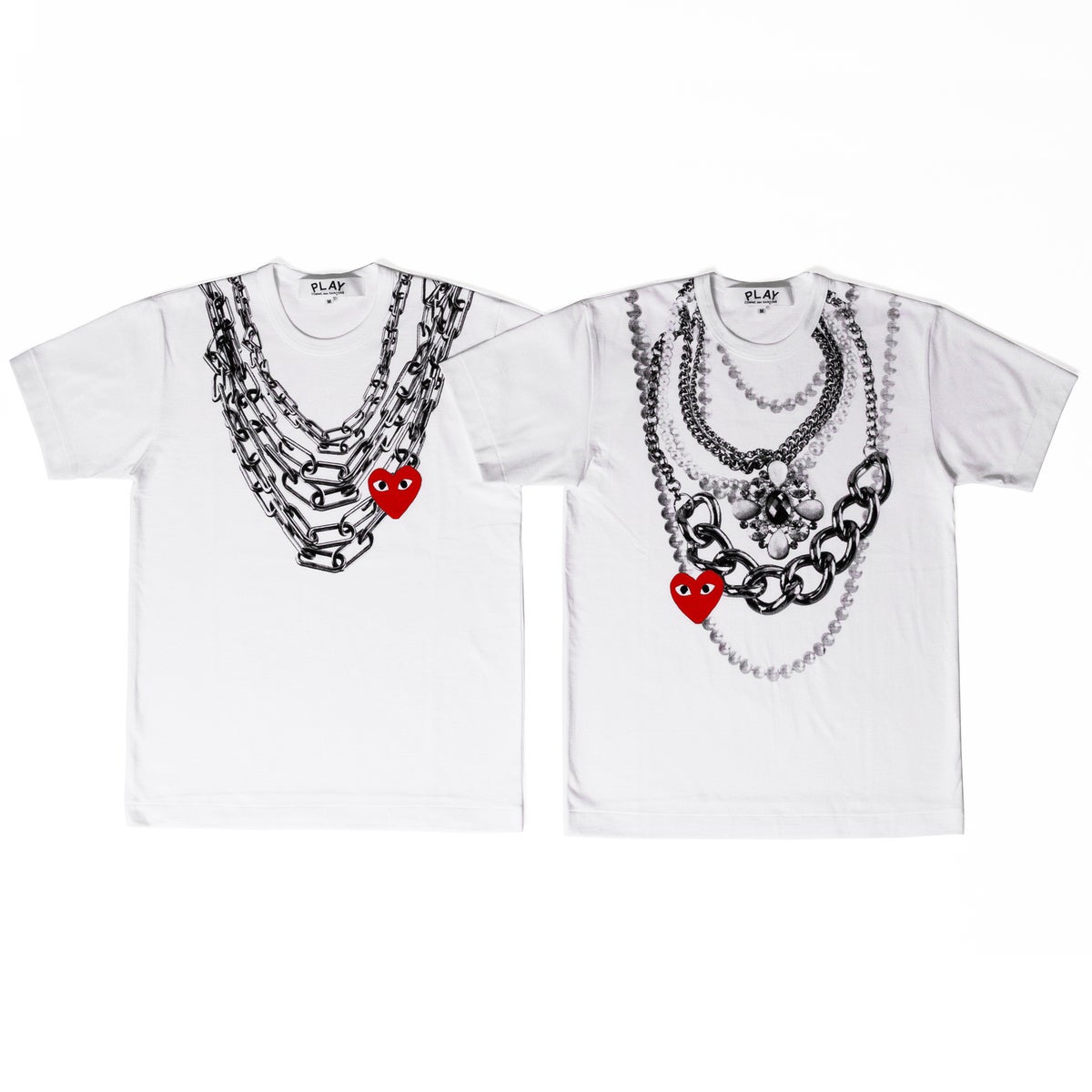 「チェーンプリント、ネックレスプリント」 Tシャツ