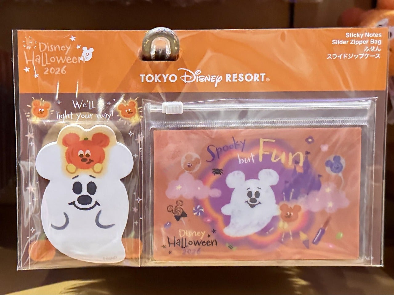 ディズニーシーハロウィングッズ「ふせん＆スライドジップケース」