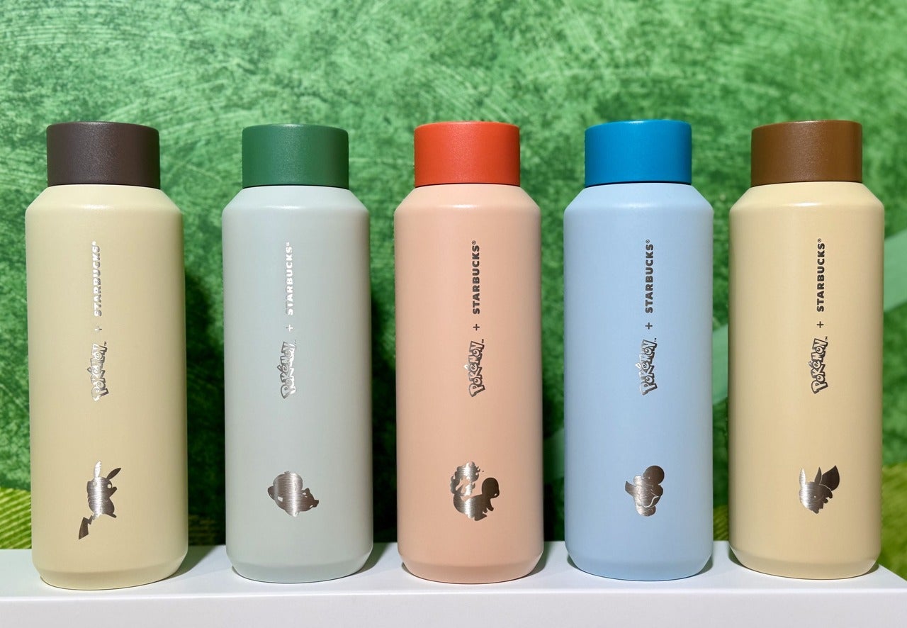 「 Pokémon + STARBUCKS ステンレスボトル 473ml ピカチュウ / フシギダネ / ヒトカゲ / ゼニガメ / イーブイ」