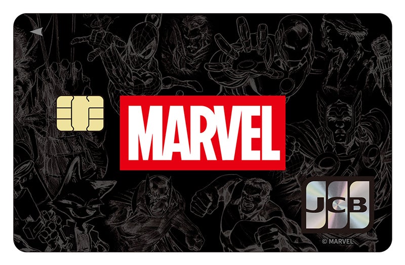 マーベルデザインのクレジットカード「MARVEL HEROES」一般カードの券面(ブラック)